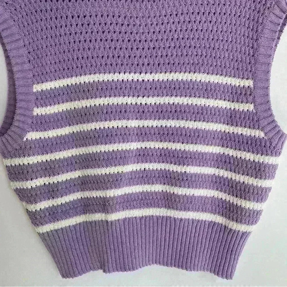 NEW Daze Dayz Eva Knit Vest Purple White Short Sleeve Size S - Picture 8 of 10